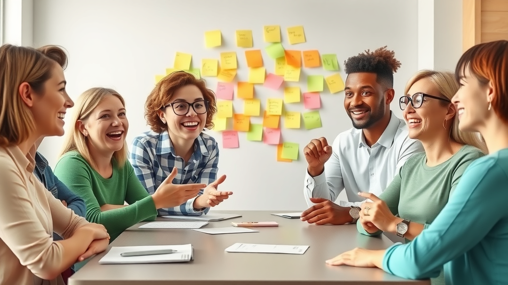cheerful volunteers brainstorming fundraising ideas nonprofit