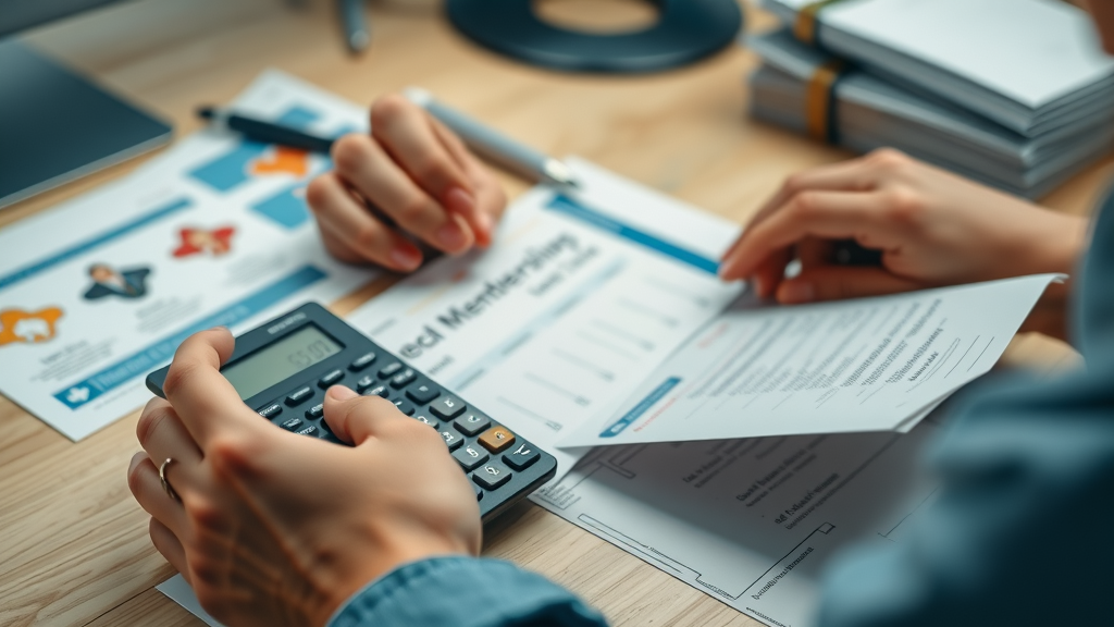 Close-up review of concierge doctor membership fee documents and calculator, concierge medicine cost