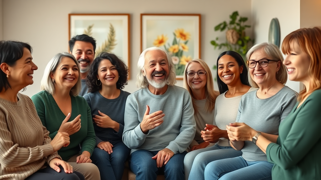 diverse group of satisfied clients in massage therapy reception giving video testimonials