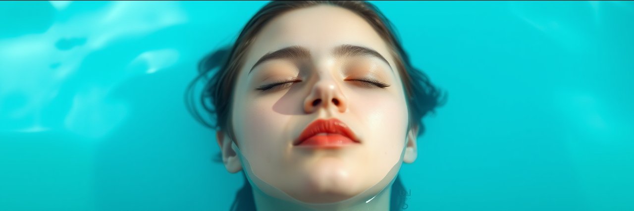 what is float therapy: woman floating peacefully in clear blue spa water