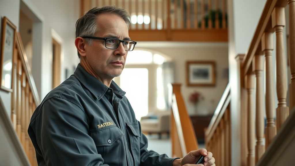 Technician installs custom stair lift ensuring safety and precise fit for home