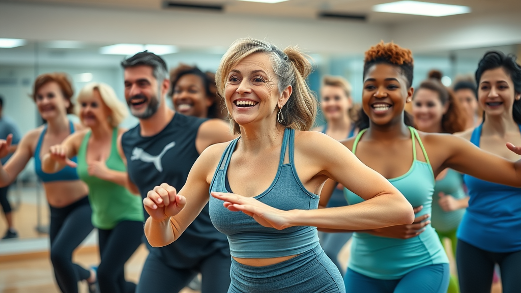 group fitness class for weight loss journey with diverse people