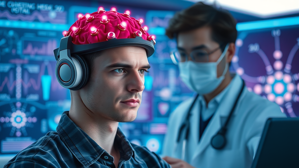 calm patient undergoing EEG neurofeedback training for brain function