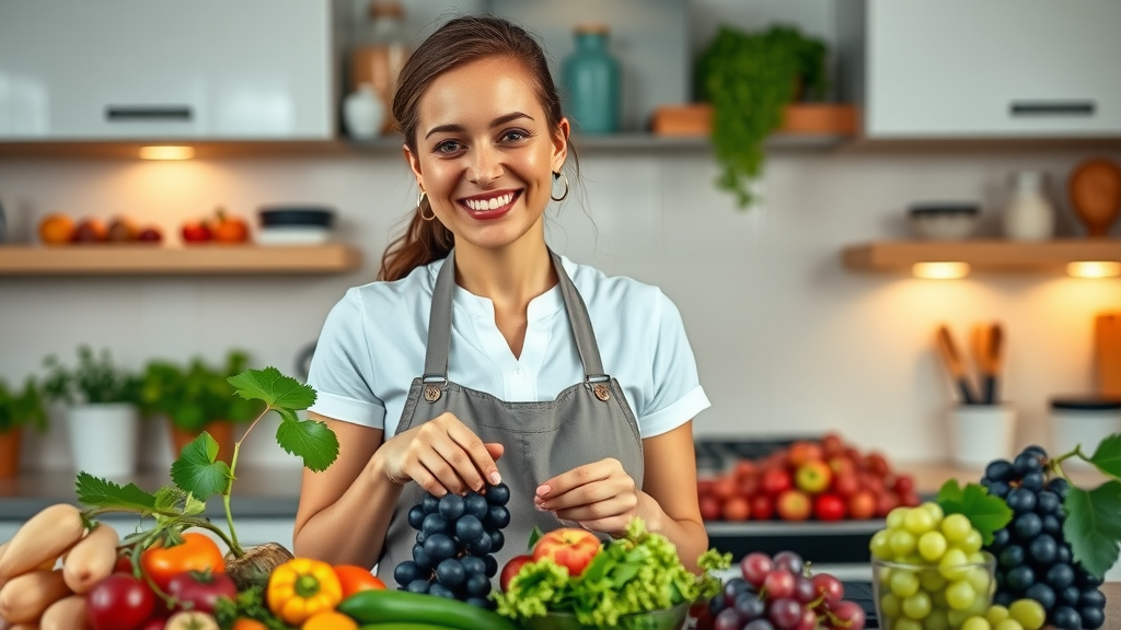 Nutritionist arranging grape salad, symbolizing healthy eating tips from a Covington naturopath.