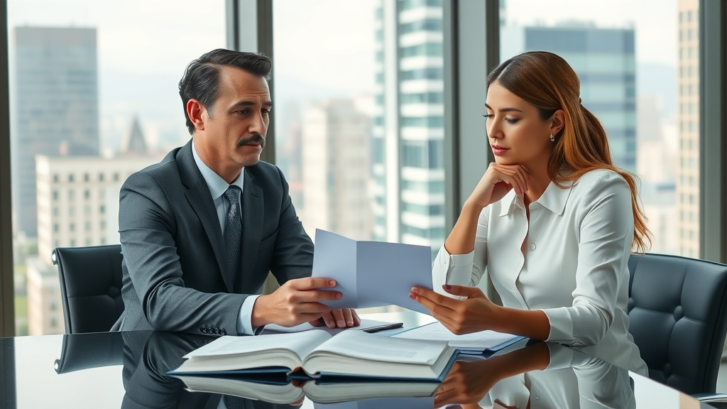 Divorce mediation attorney Waterbury CT professional meeting in modern law office, clients and legal books