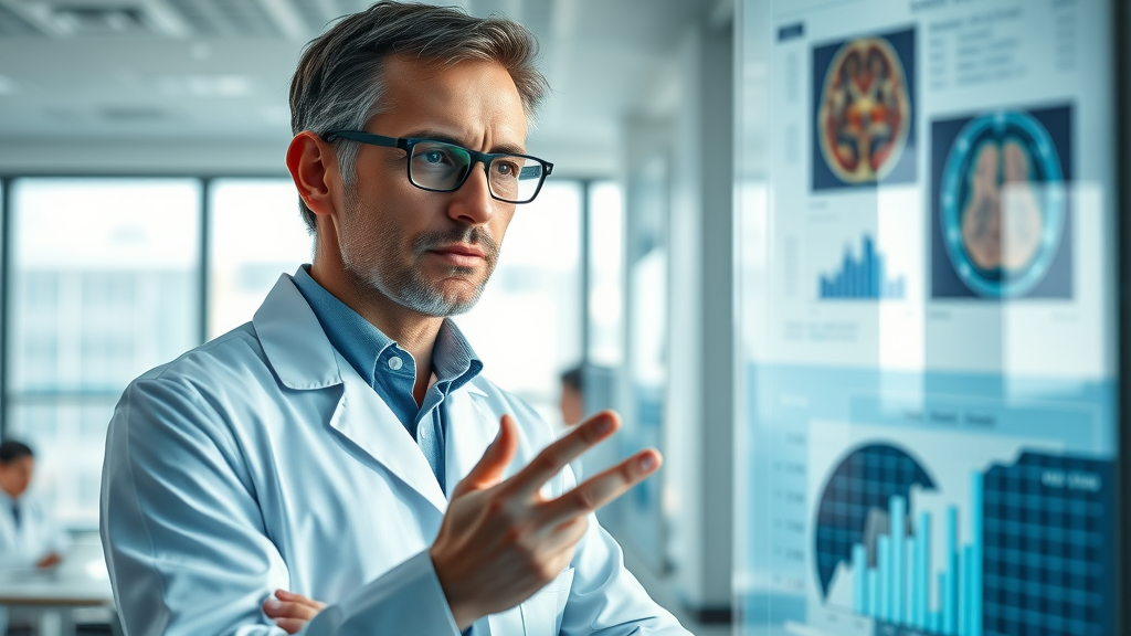 researcher reviewing clinical results on neurofeedback for anxiety and mental health outcomes