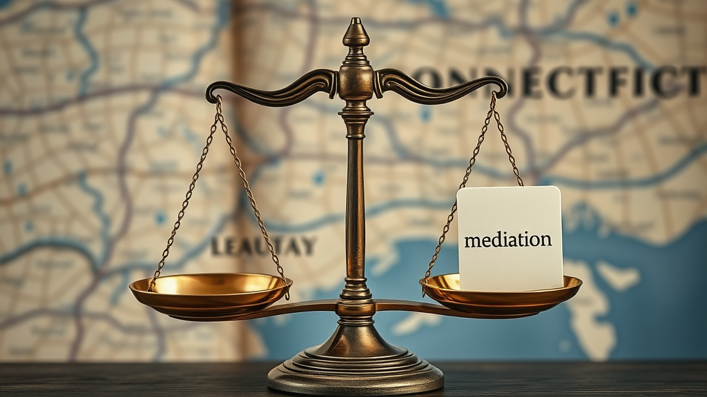 Divorce mediation attorney Waterbury CT mediation vs litigation comparison legal scale