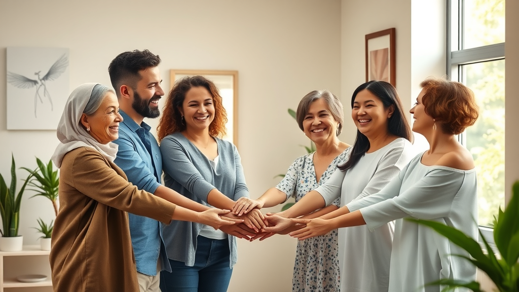 Comprehensive holistic healthcare family in clinic with natural light and calm setting