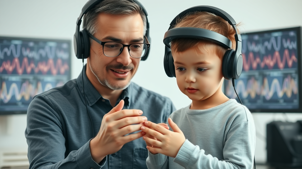 adult and child using neurofeedback equipment neurofeedback near me brain training EEG brain mapping