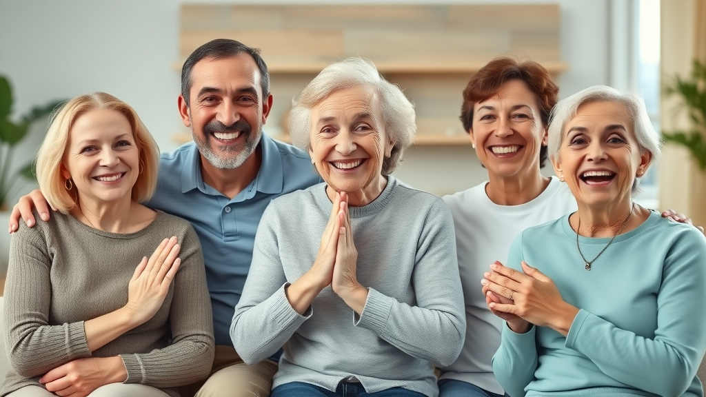 Multi-generational family smiling after neurofeedback therapy at neurofeedback clinics near me Img_Alt_Text