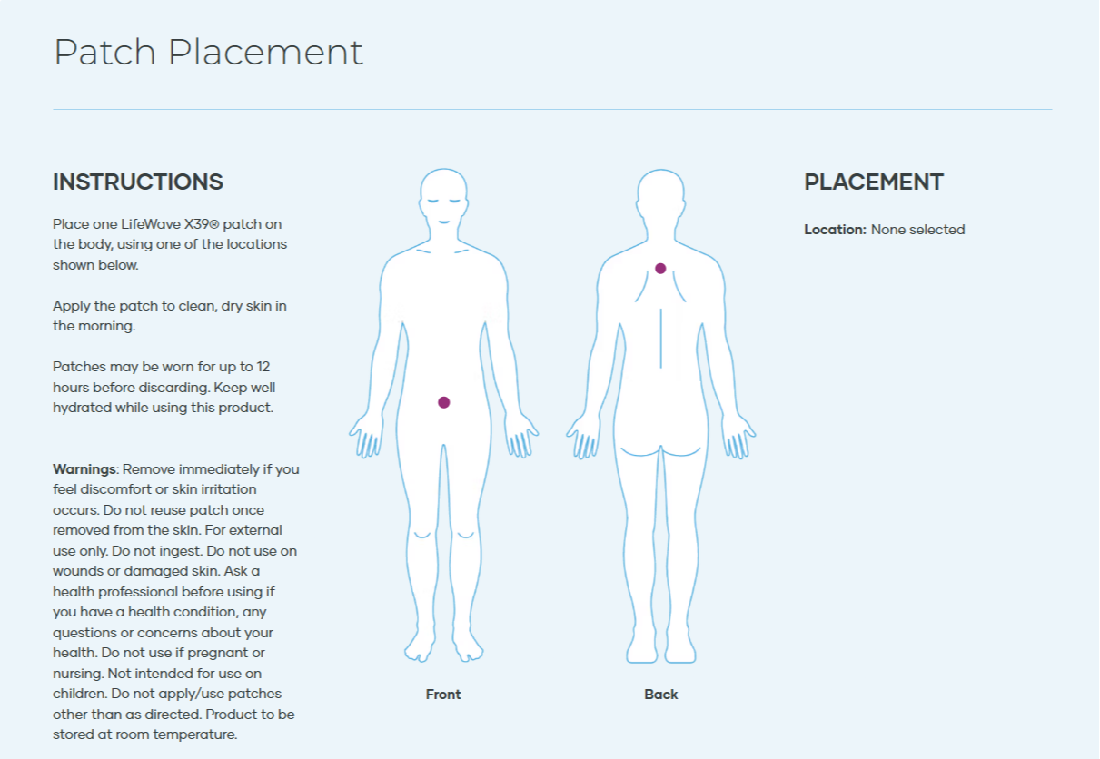 Lifewave X39 patch placement