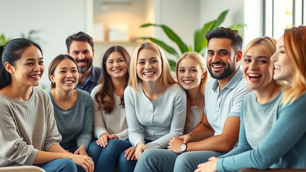 Diverse group of patients in dental clinic with Invisalign braces
