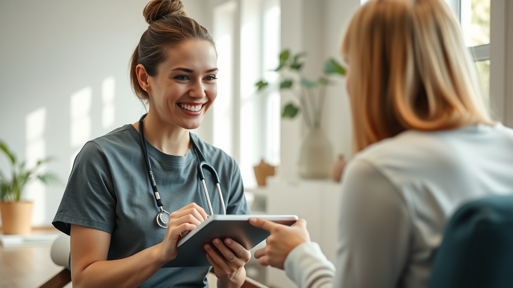Massage therapist listening attentively with a client consultation – client communication in massage business