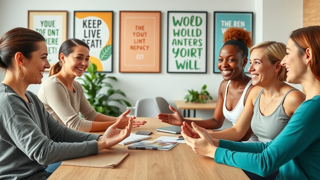 Massage therapist and wellness team collaborating on blog content, massage therapy business