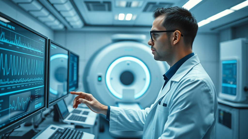 neurofeedback futuristic MRI laboratory with real-time brainwave data