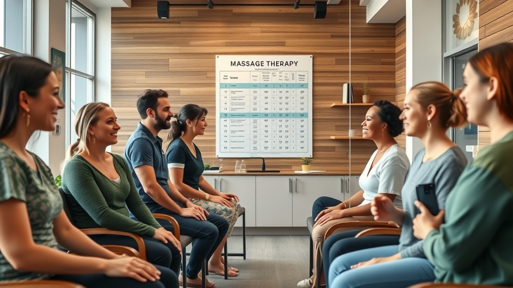 massage therapy clinic with improvement chart showing reduced missed appointments and staff-client engagement