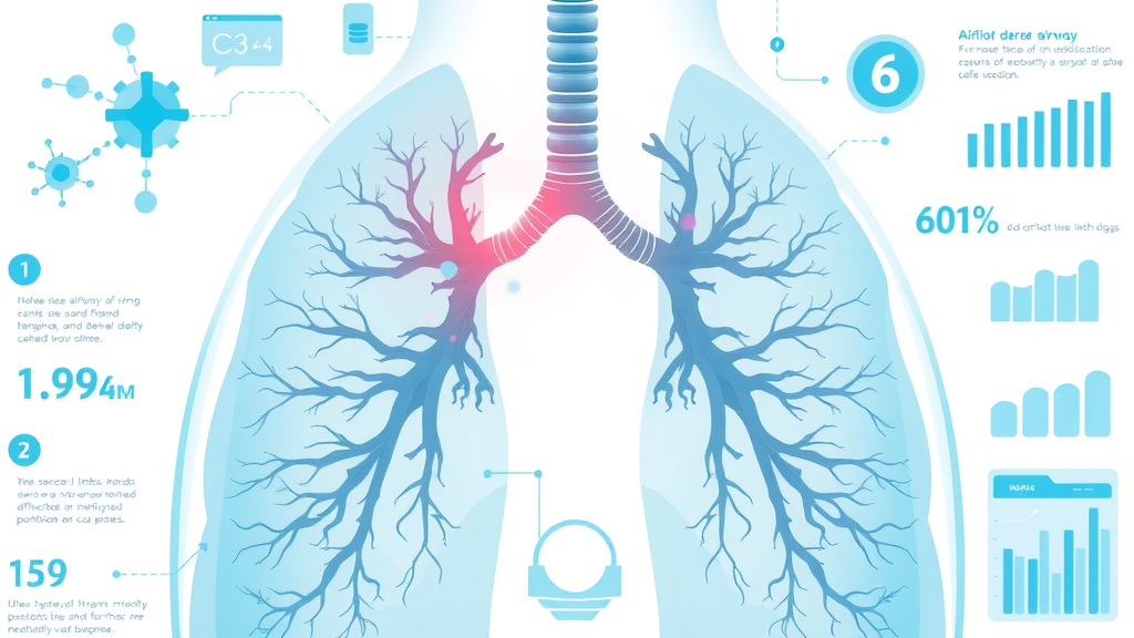 Medical infographic showing clear healthy airways and lung support with bronchia guard, clinical illustration, airflow improvement