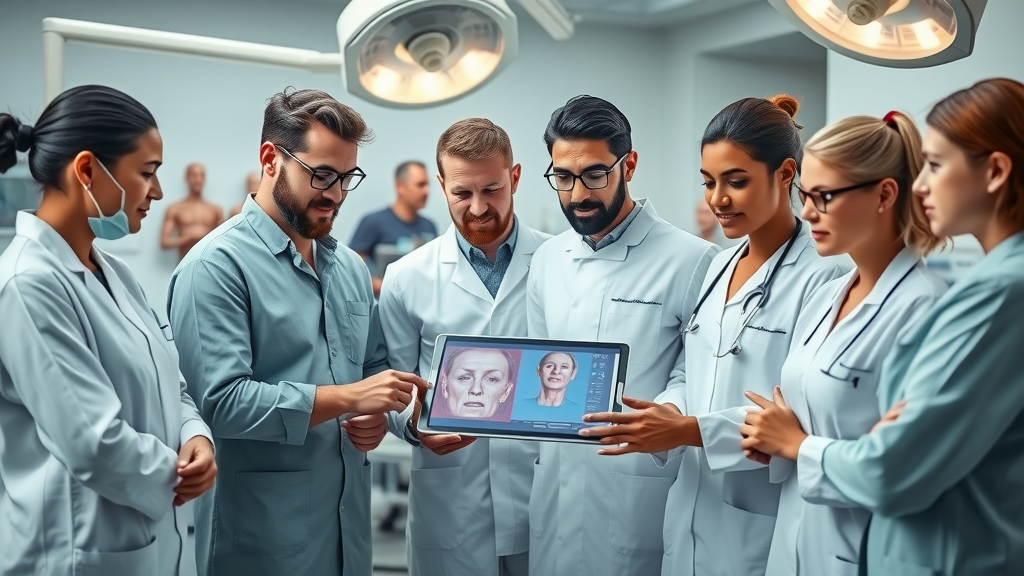 Plastic surgery patient care team discussing surgery plan for optimal results