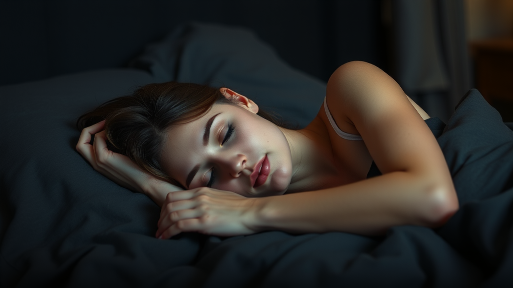Serene woman sleeping peacefully in bedroom