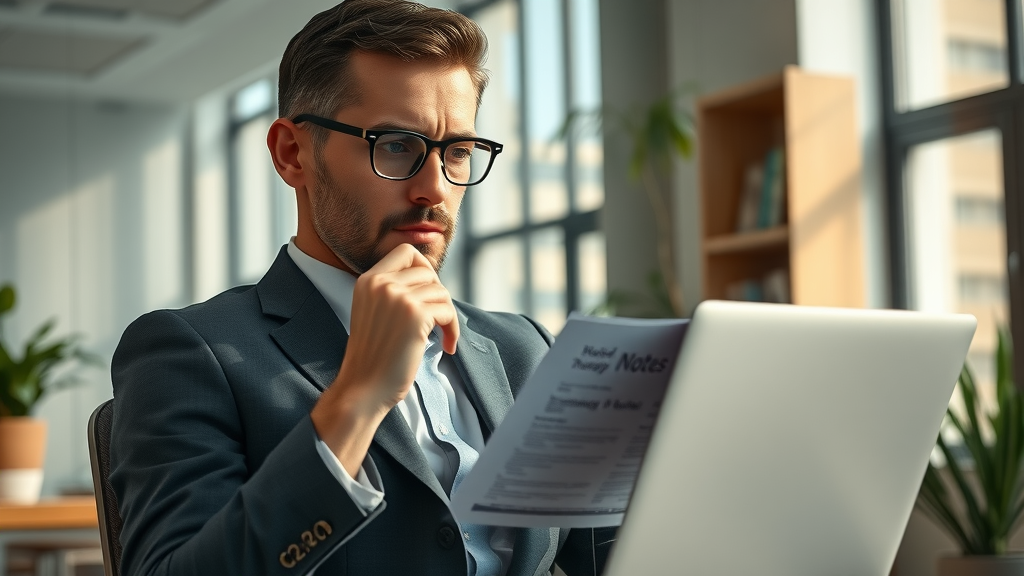 Reflective business owner balancing therapy notes and business management tasks - private practice challenges