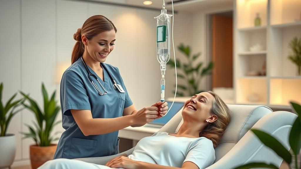 IV therapy in a modern spa setting revitalizing a woman