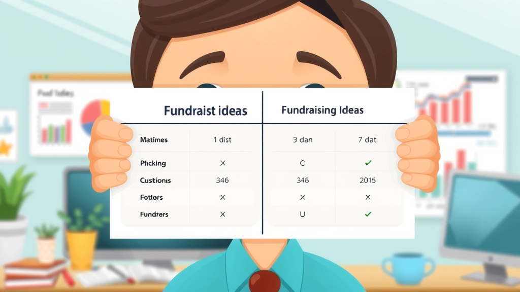 infographic displaying a comparison table of fundraising ideas for non profit organizations