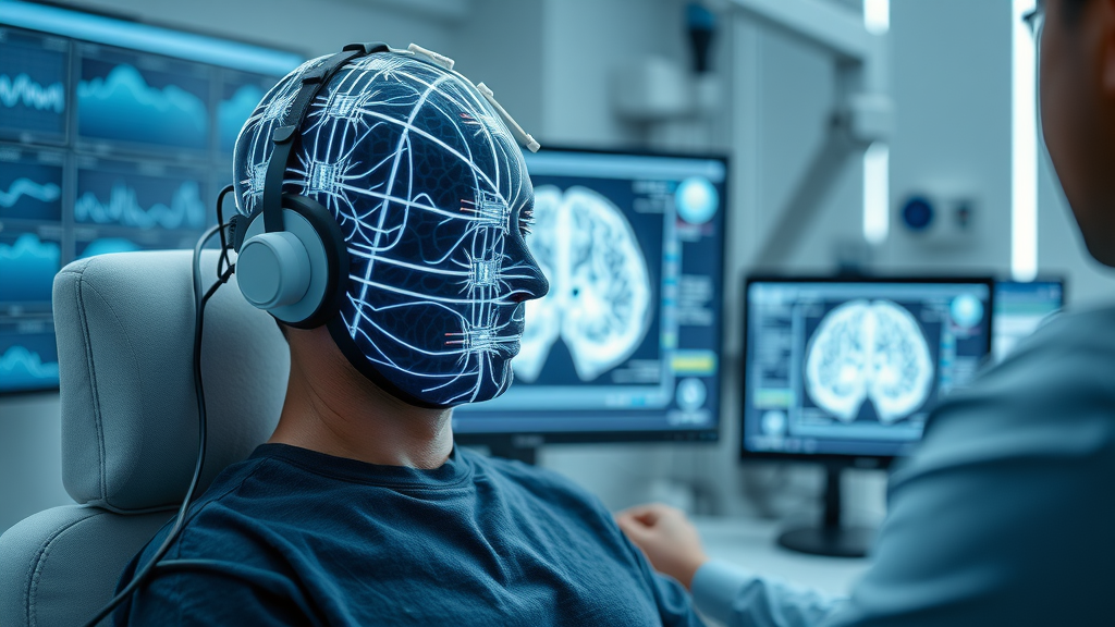 Close-up of brainwave mapping session at neurofeedback clinics near me using digital brain map Img_Alt_Text