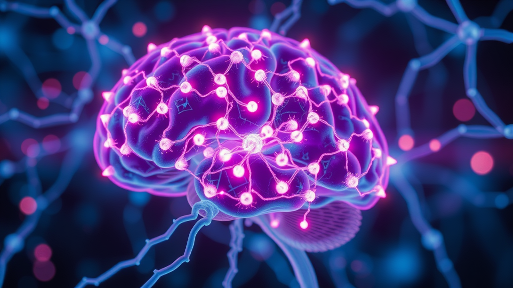 Brain neuroplasticity during ketamine therapy: dynamic neural pathways glowing, futuristic synaptic imagery.