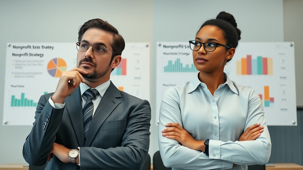 Side-by-side comparison of nonprofit marketing strategy versus business marketing strategy
