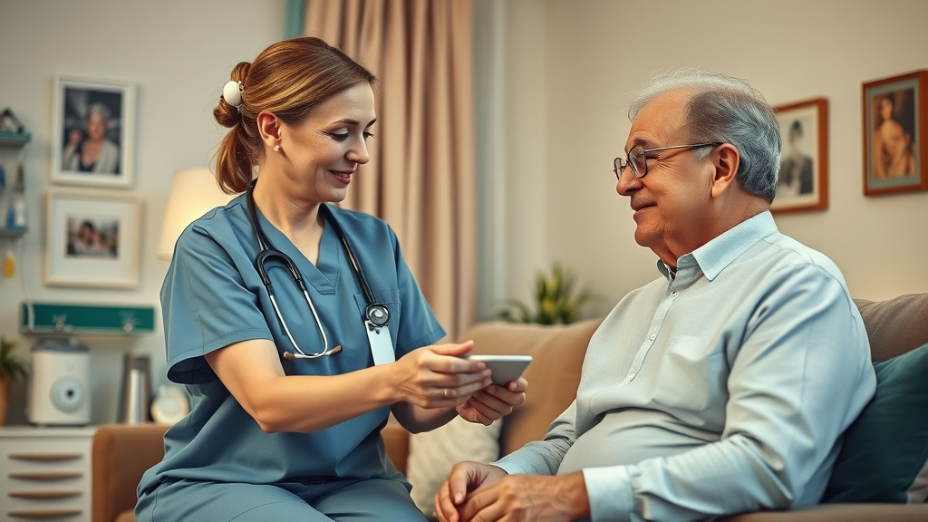 MI Choice Waiver Muskegon home care nurse provides personal care and support to local senior in Michigan