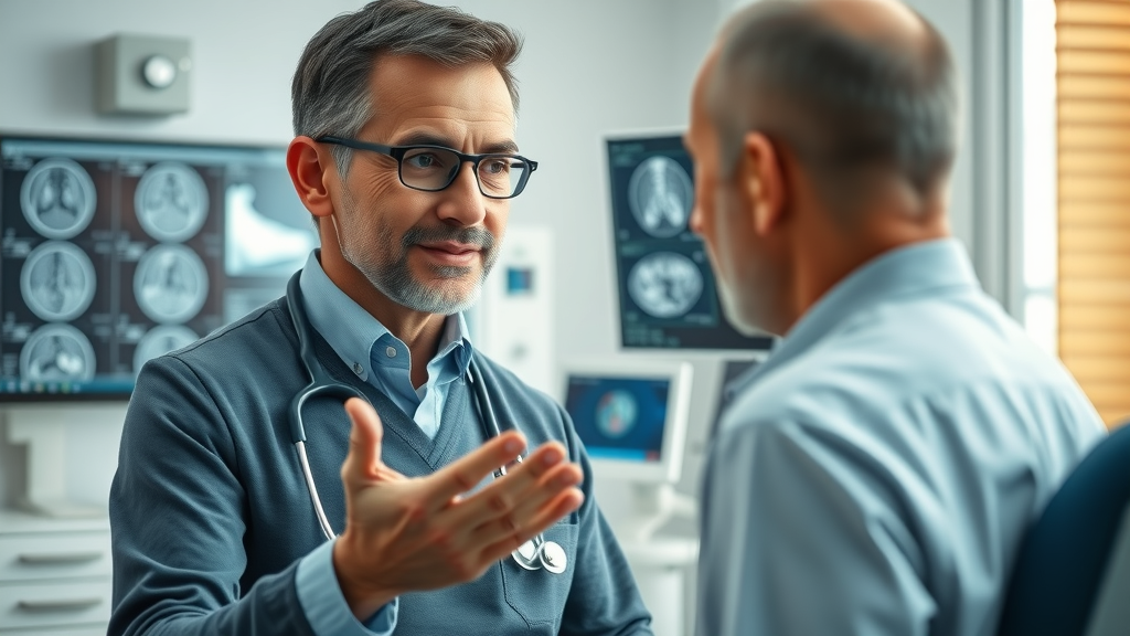 Doctor discussing health essentials with patient using imaging results