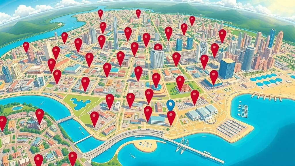 Brightly colored map highlighting top hair braiding salons in Olongapo, showing location data for easy salon access