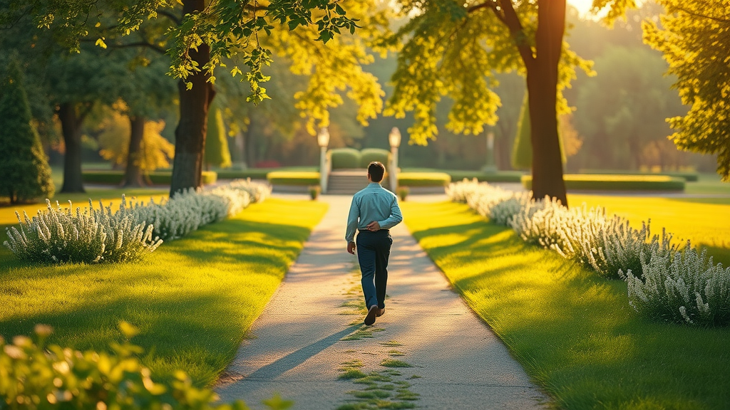 Person overcoming struggling with substance, walking towards hopeful new future.