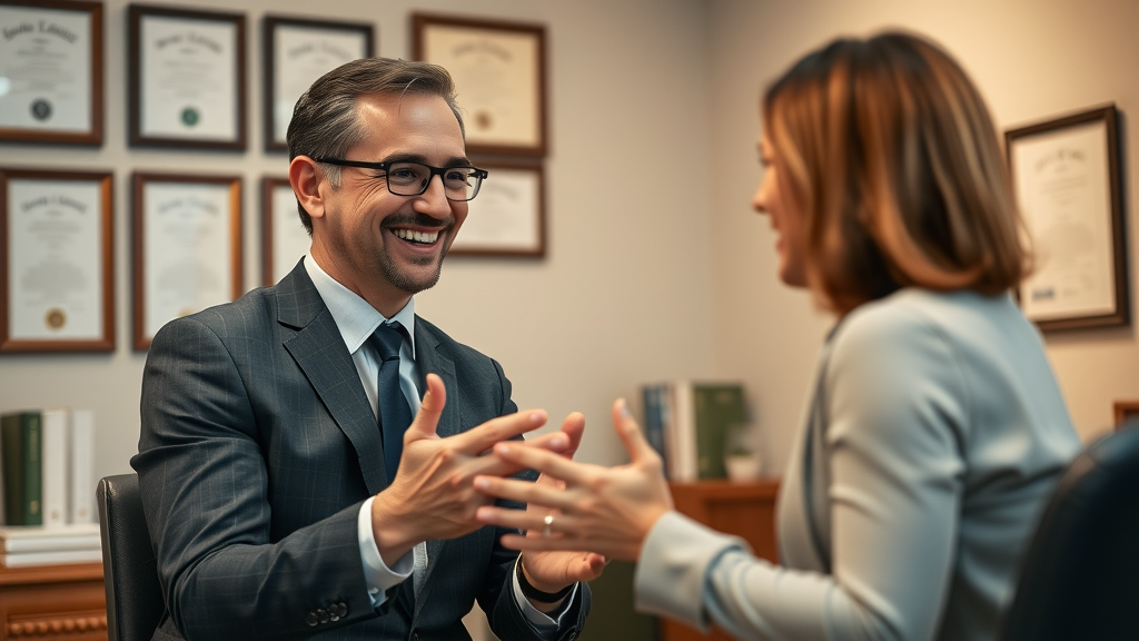 Mediation lawyer guiding couple during divorce mediation at Waterbury law office