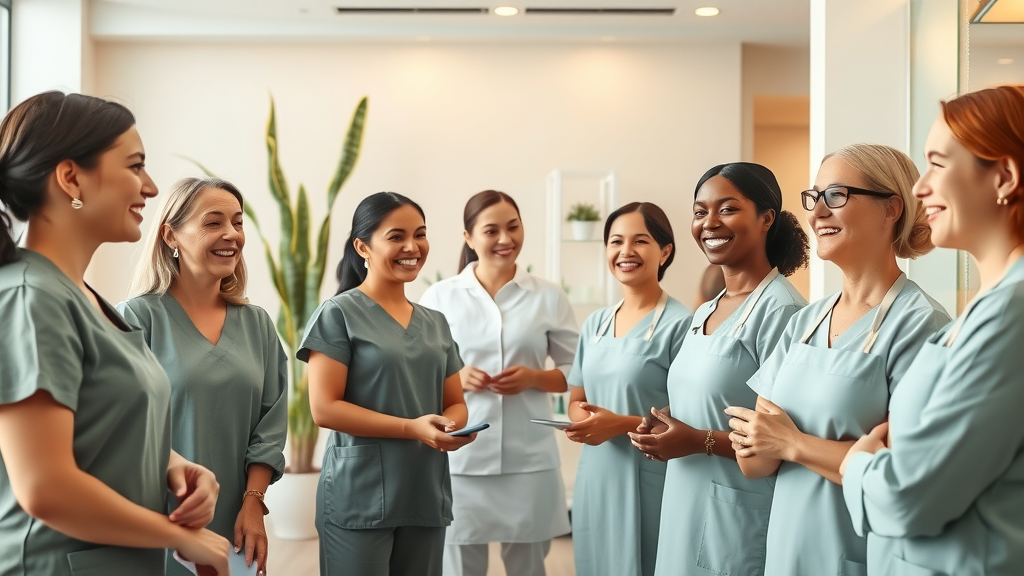 Bright, modern spa interior with staff providing excellent service and marketing for busy spa owners and LMT