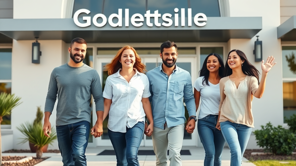 Happy family leaving Goodlettsville TN dentist after pain-free appointments