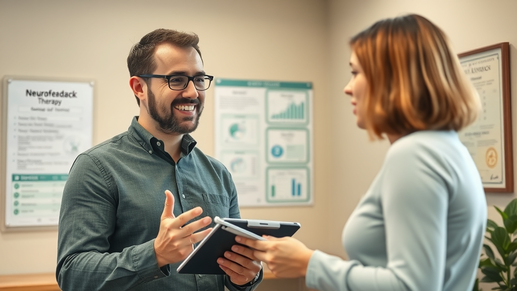 neurofeedback therapy practitioner explaining insurance cost options