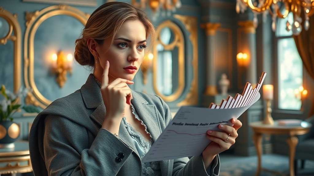 Spa owner mindset: Professional spa owner reviewing annual earnings chart