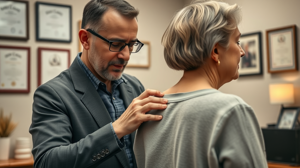 Chiropractor delivering personalized care in a tranquil, inviting clinic setting
