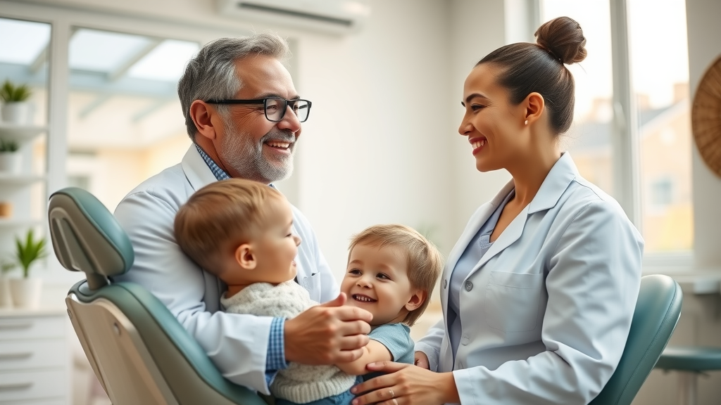 Friendly Goodlettsville TN dentist comforting family in bright dental office