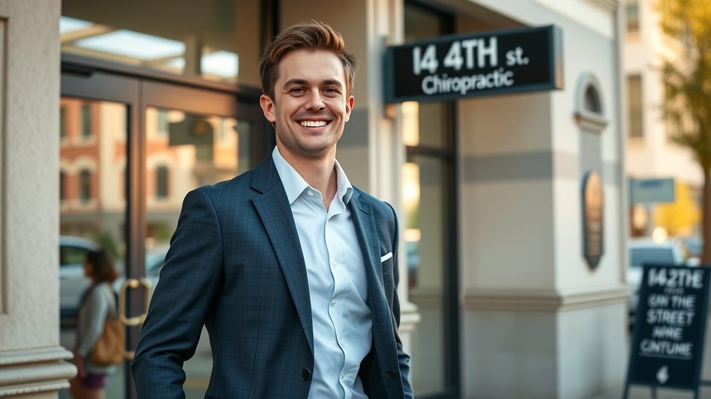 Office worker feeling rejuvenated and pain-free after chiropractic care
