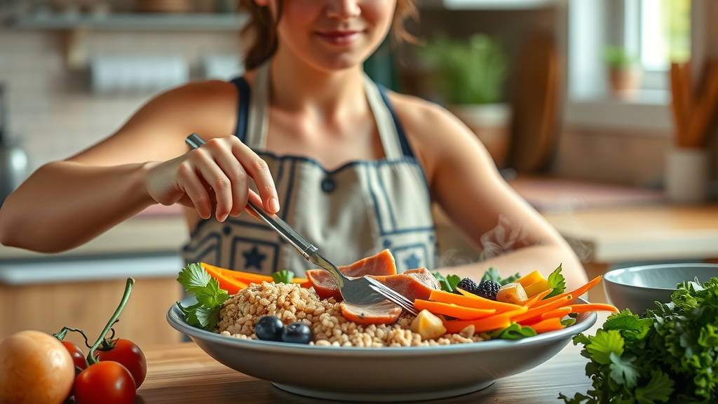 preparing balanced healthy meal for weight lose journey