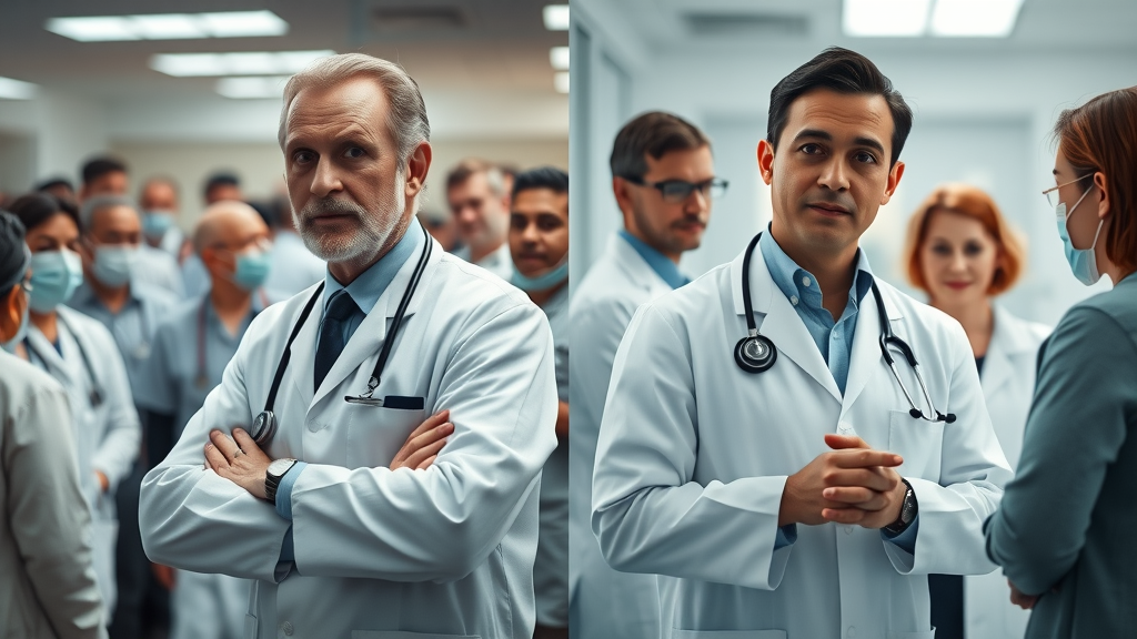 Comparison of concierge doctor providing individualized attention vs traditional doctor with crowded patient panel