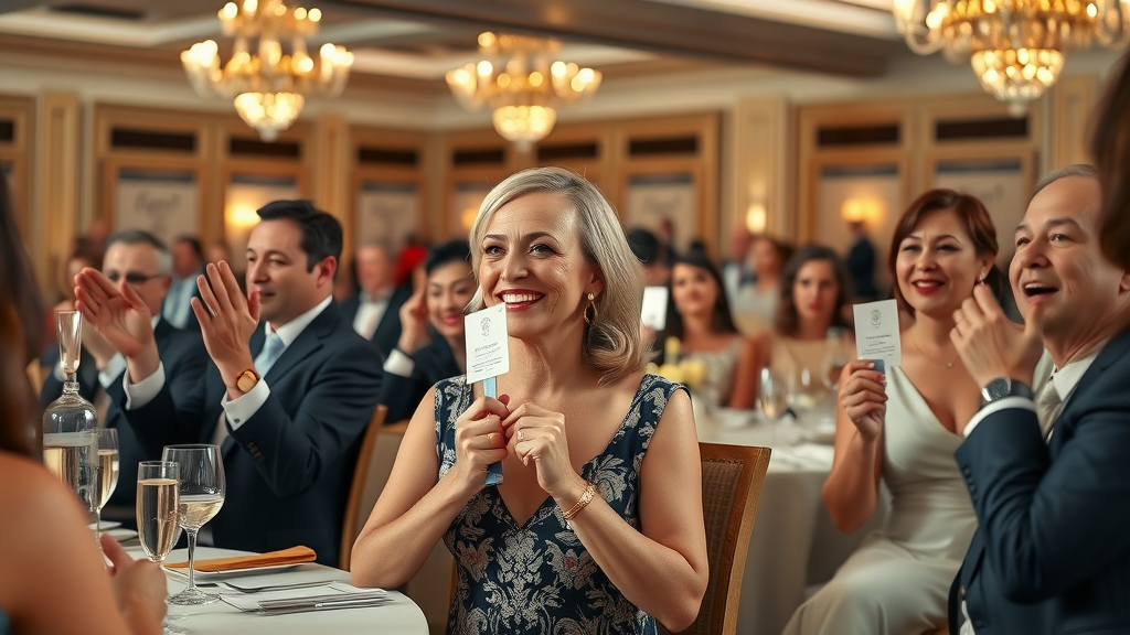 elegant guests bidding during a silent auction at a gala fundraising event for non profit organizations