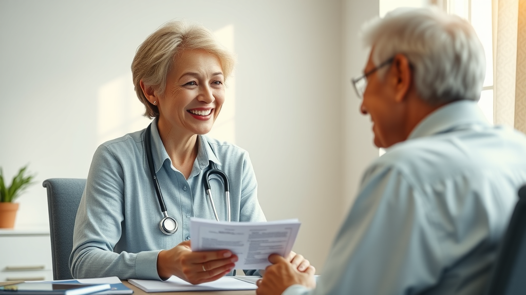 Health insurance agent assisting senior client with Medicare choices