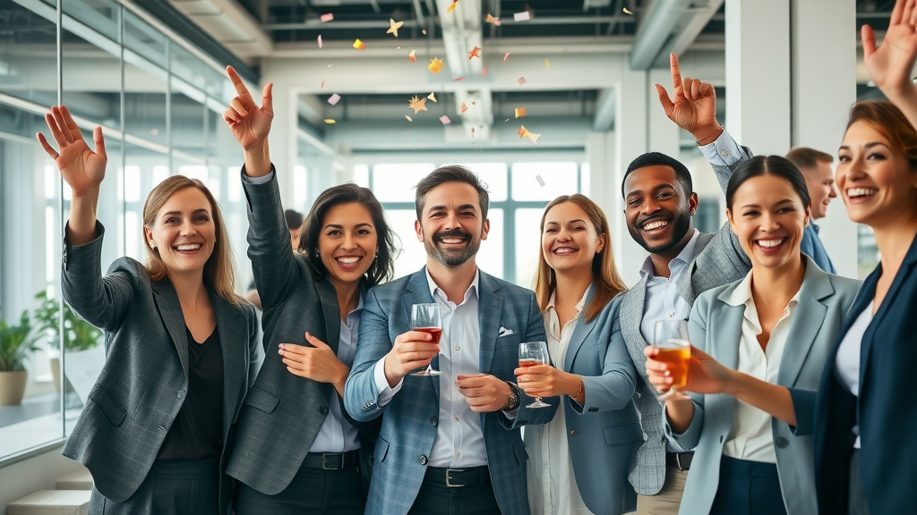 business partners celebrating success modern workspace