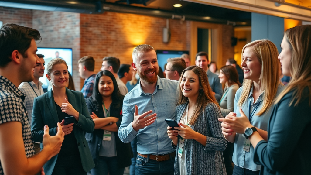 Young people and professionals at a dynamic Monmouthshire networking event, representing monmouthshiremedia business invited cic
