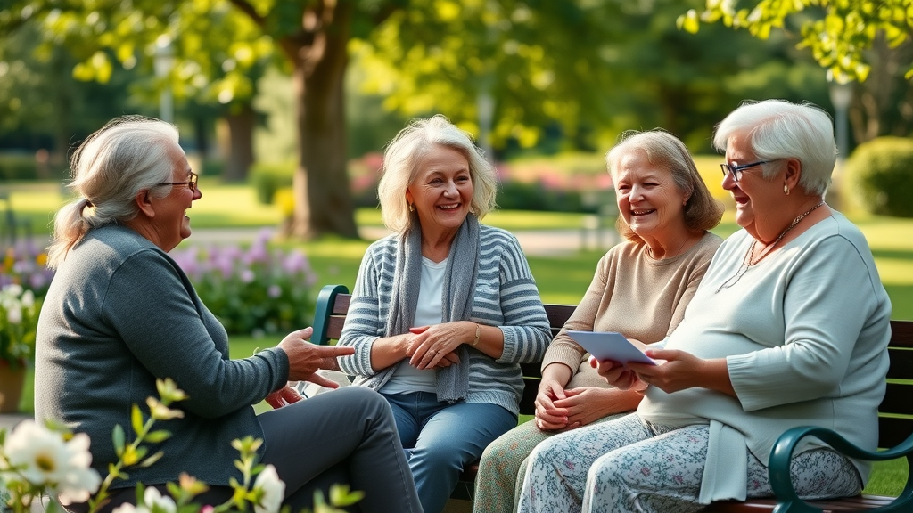 Monmouthshire residents sharing ideas and personal stories in a local park, discussing council tax and CIC benefits