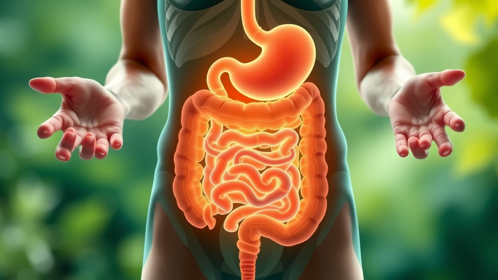 Vibrant healthy digestive system signifying improved gut health and weight loss due to GLP-1 booster