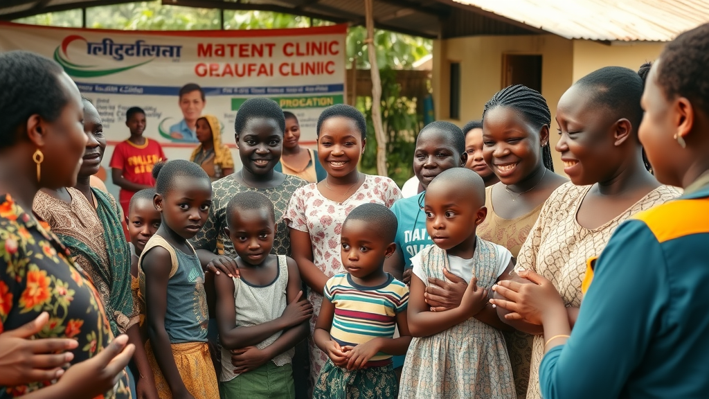 The host in epidemiology: Ugandan adults and children engaging in health education at local clinic